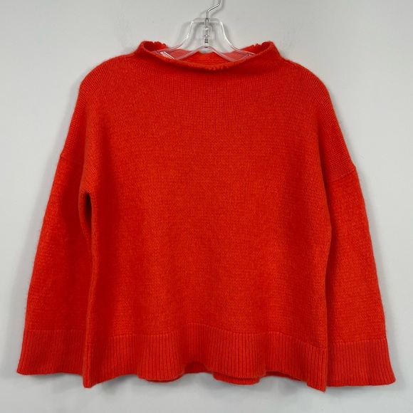 SMINFINITY 100% Cashmere Orange Thick Heavy Chunky Knit Boxy Mock Neck Sweater M - Picture 9 of 16